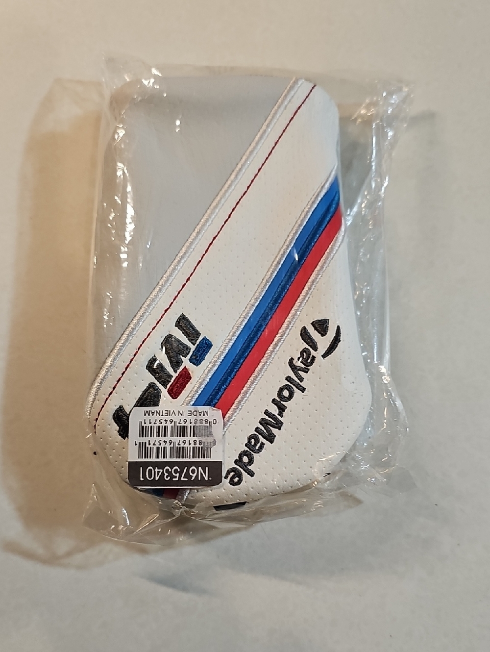 TaylorMade White Putter Headcover with Red & Blue Accents